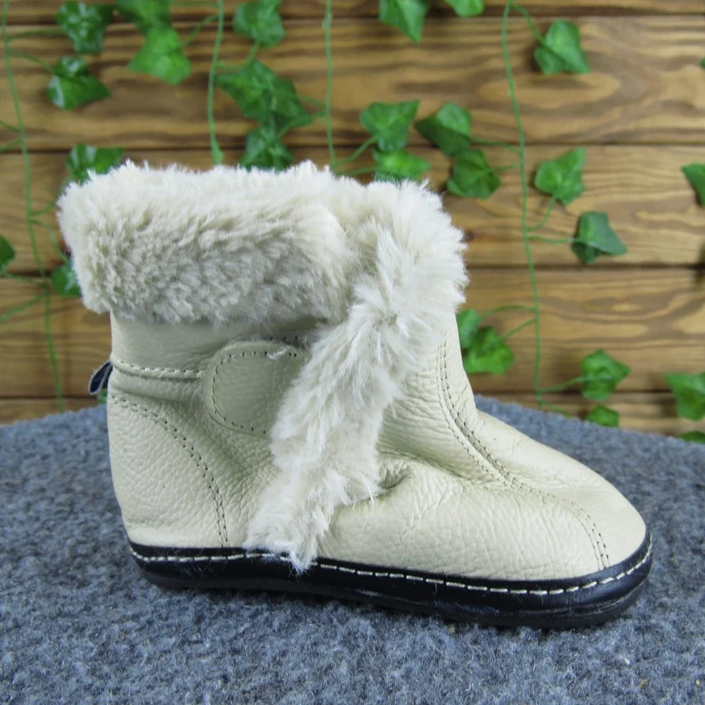 Jack & Lily Infant Girls Cream Leather Faux Fur Booties 6-12‎ Months